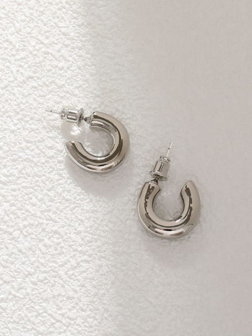 White K [large] Brass Geometric Minimalist Stud Earring